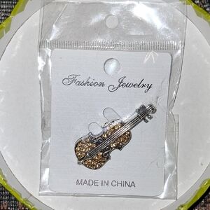 Fashion Jewelry Elegant Gold and Silver Violin Brooch